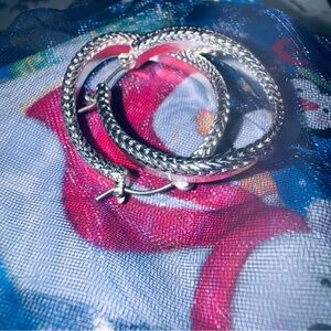 Casual Silver-tone Hoop (with a stylish bend) Earrings